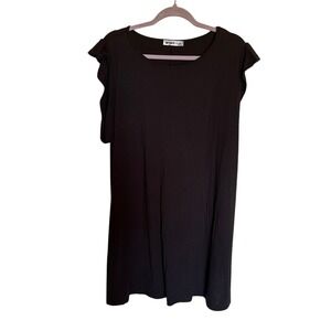 Doublju Womens Black Ruffle Cap Sleeve‎ Shift Mini Dress 2X Plus Size RN153801
